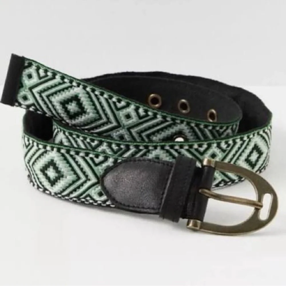 Free People Moving to Mars Handmade Belt Green XS/S